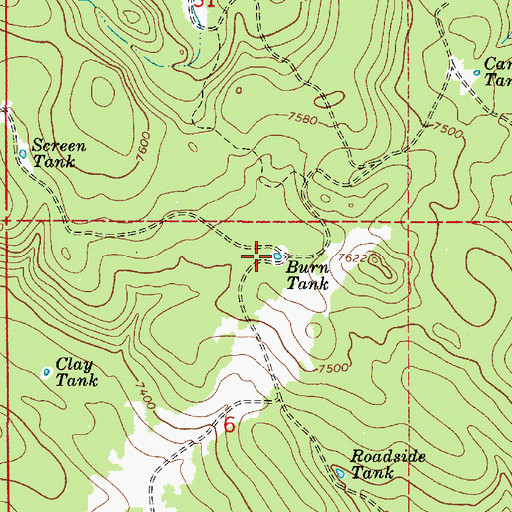 Topographic Map of Burn Tank, AZ