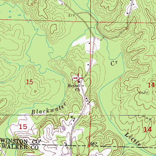 Topographic Map of Bethel Church Cemetery, AL