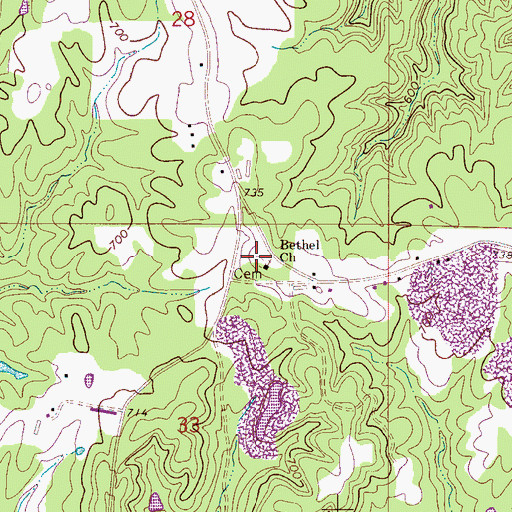 Topographic Map of Bethel Baptist Church Number 1 Cemetery, AL