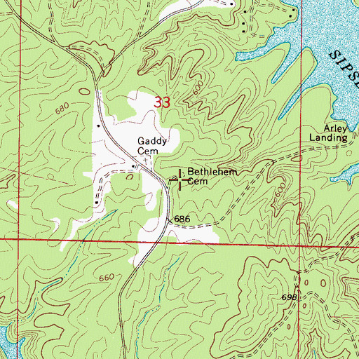 Topographic Map of Bethlehem Baptist Church Cemetery, AL