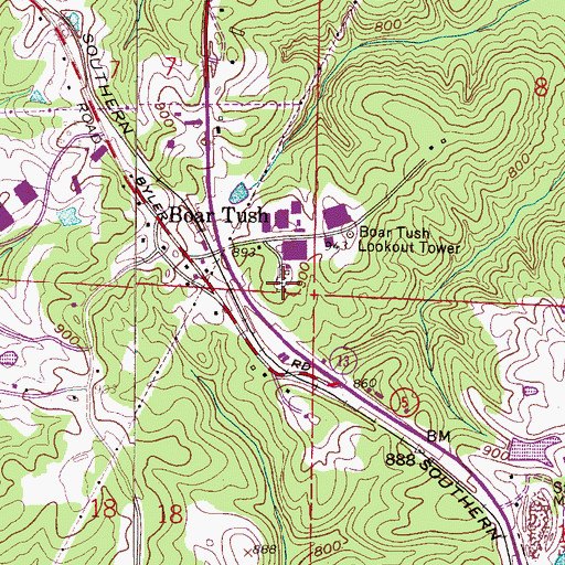 Topographic Map of Boar Tush Church Cemetery, AL