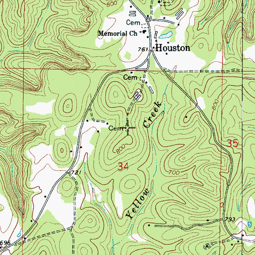 Topographic Map of Burdick Cemetery, AL