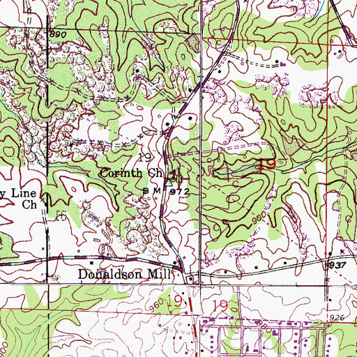 Topographic Map of Corinth Heights Baptist Church Cemetery, AL