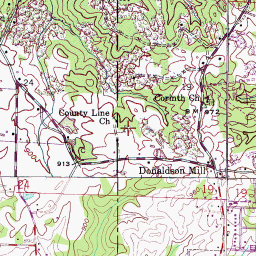 Topographic Map of County Line Cemetery, AL