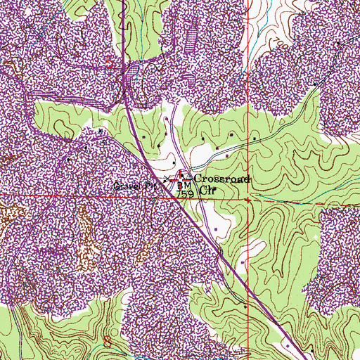 Topographic Map of Crossroads Church of Christ Cemetery, AL