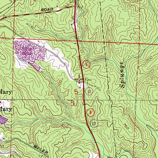 Topographic Map of Dodd Cemetery, AL