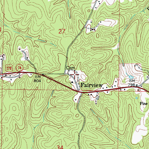 Topographic Map of Fairview Church Cemetery, AL