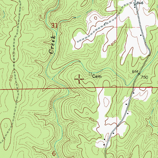 Topographic Map of Freeman-Williams Cemetery, AL