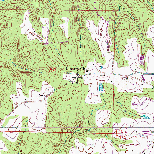 Topographic Map of Hamner Cemetery, AL