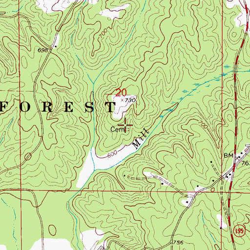 Topographic Map of Harper Cemetery, AL