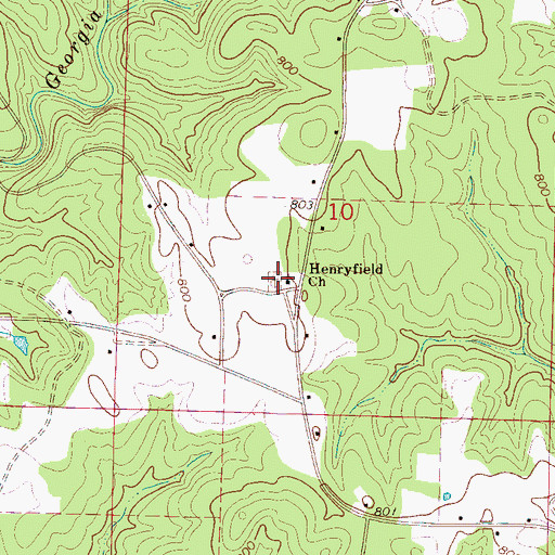 Topographic Map of Henryfield First Congregational Methodist Church Cemetery, AL