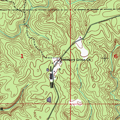 Topographic Map of Hickory Grove Free Will Baptist Church Cemetery, AL