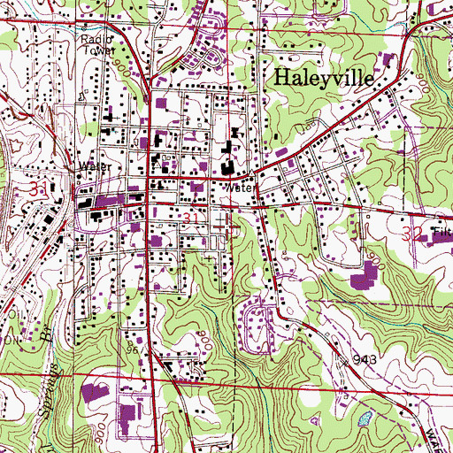 Topographic Map of Hillcrest Cemetery, AL