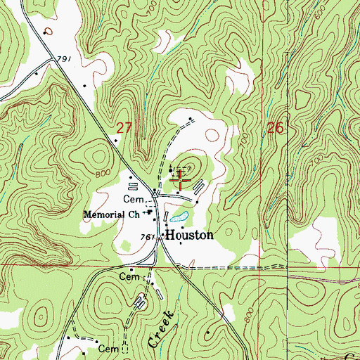 Topographic Map of Houston Union Church Cemetery, AL