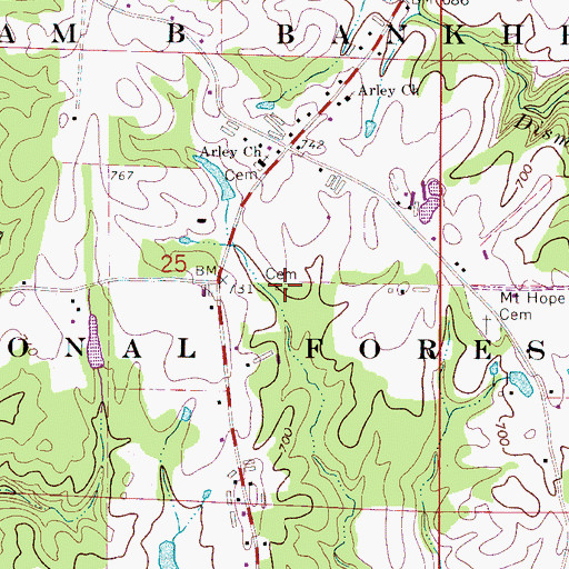 Topographic Map of John Brown Cemetery, AL
