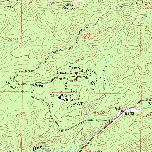 Topographic Map of Camp Cedar Crest, CA