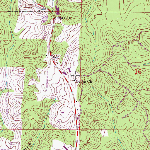 Topographic Map of Kemp Baptist Church Cemetery, AL