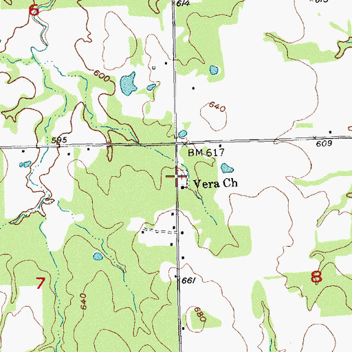 Topographic Map of Bera Cemetery, OK