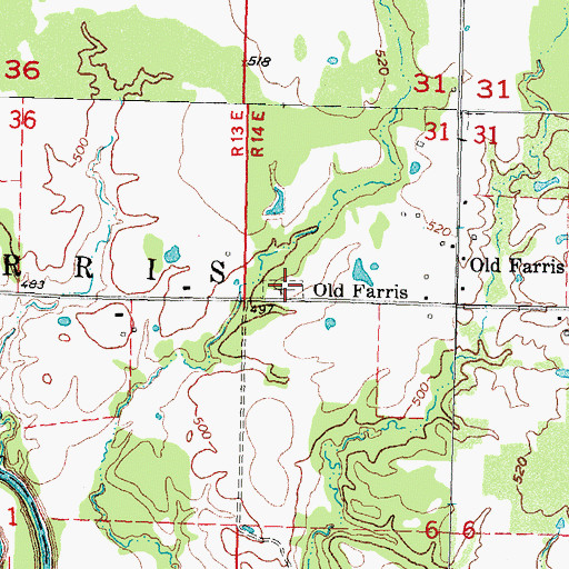 Topographic Map of Farris Cemetery, OK