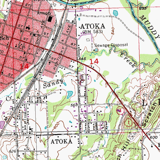 Topographic Map of Green Hill Cemetery, OK