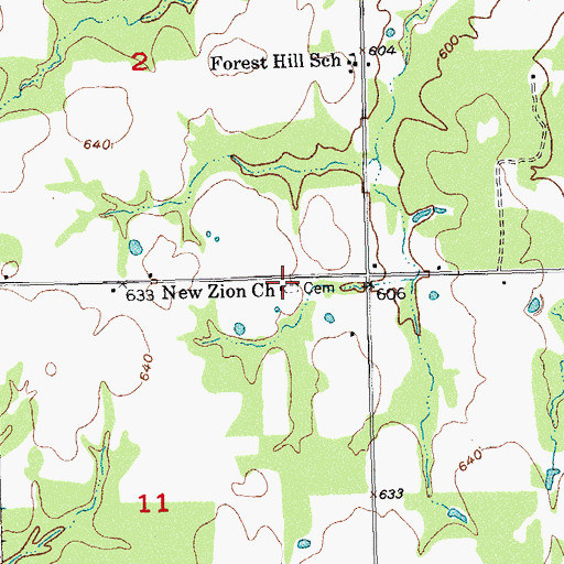 Topographic Map of New Zion Cemetery, OK