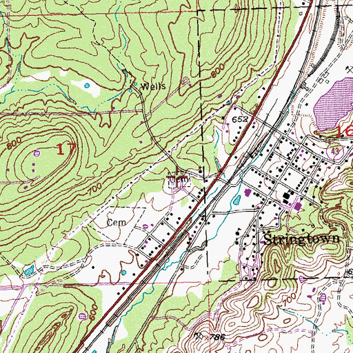 Topographic Map of Wells Street Cemetery, OK