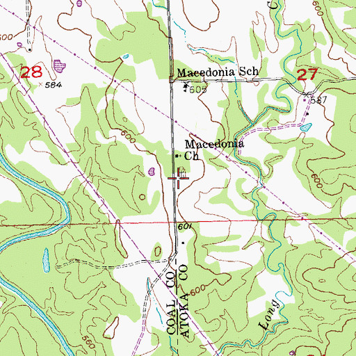Topographic Map of Macedonia Cemetery, OK