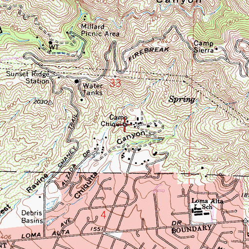 Topographic Map of Camp Chiquita, CA