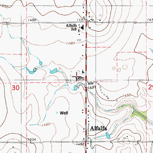 Topographic Map of Alfalfa Cemetery, OK