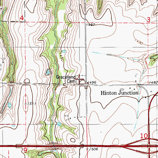 Topographic Map of Graceland Cemetery, OK