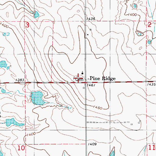 Topographic Map of Pleasant View Cemetery, OK