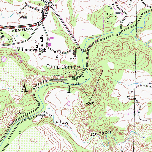 Topographic Map of Camp Comfort, CA
