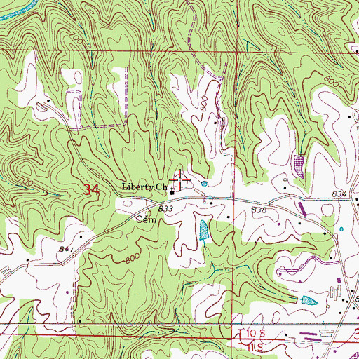 Topographic Map of Liberty Baptist Church Cemetery, AL