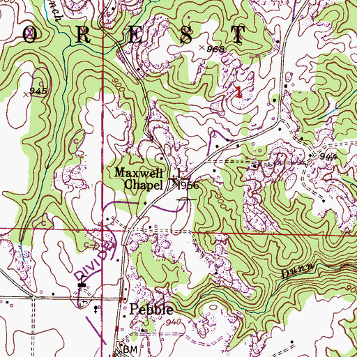 Topographic Map of Maxwell Chapel United Methodist Church Cemetery, AL
