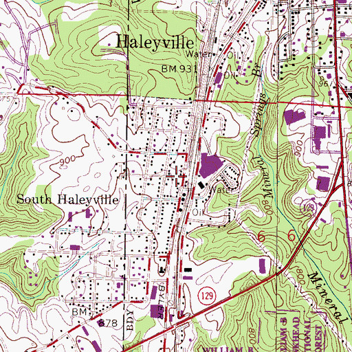 Topographic Map of Miller Cemetery, AL