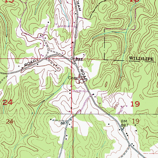 Topographic Map of Morgan Cemetery, AL