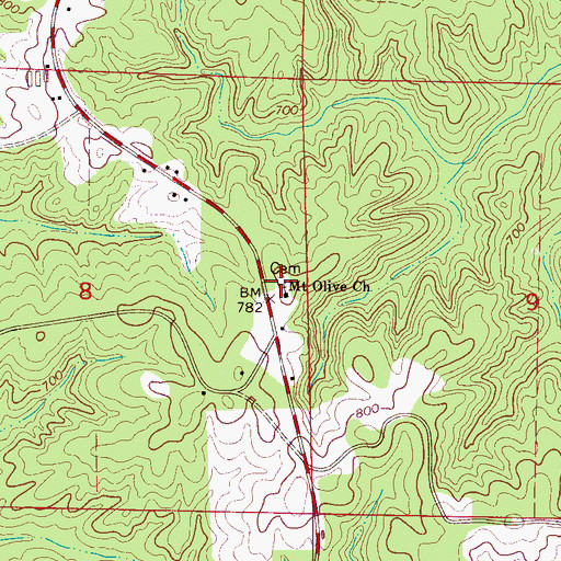 Topographic Map of Mount Olive Missionary Baptist Church Cemetery, AL