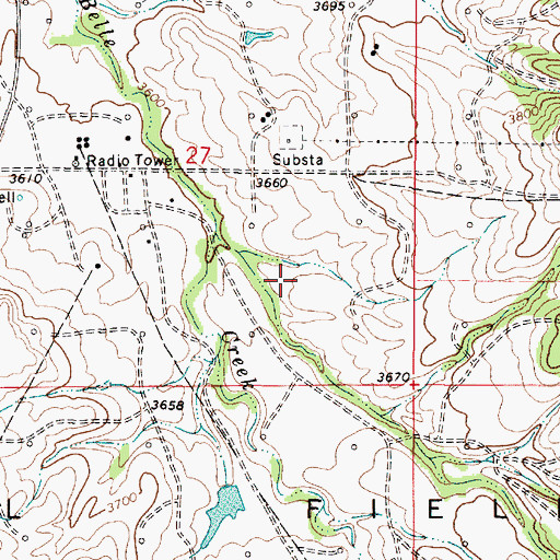 Topographic Map of Belle Creek Oil Field, MT