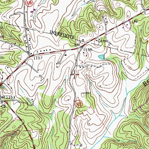 Topographic Map of Carver Memorial Gardens, VA