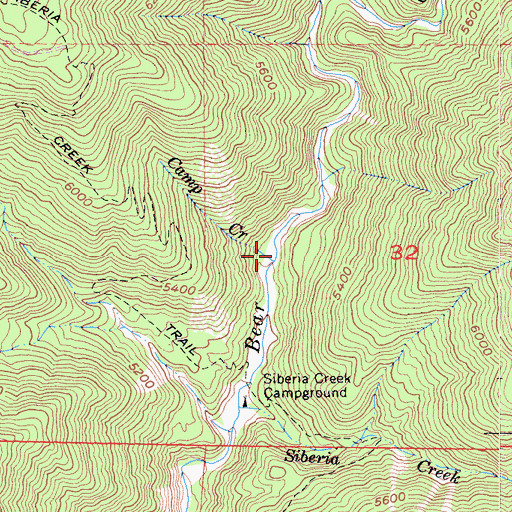 Topographic Map of Camp Creek, CA