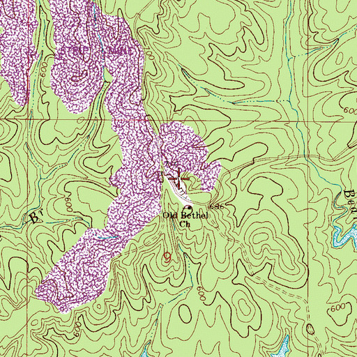Topographic Map of Old Bethel Cemetery, AL