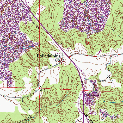 Topographic Map of Philadelphia Deliverance Tabernacle Cemetery, AL