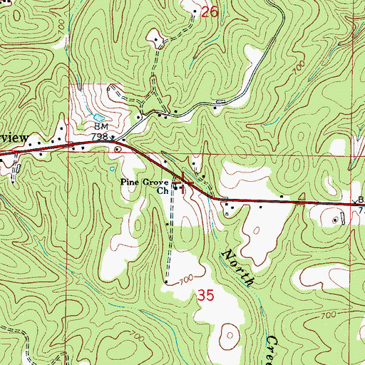Topographic Map of Pine Grove Cemetery, AL