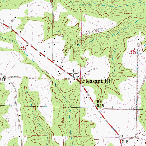 Topographic Map of Pleasant Hill Number 2 Missionary Baptist Church Cemetery, AL