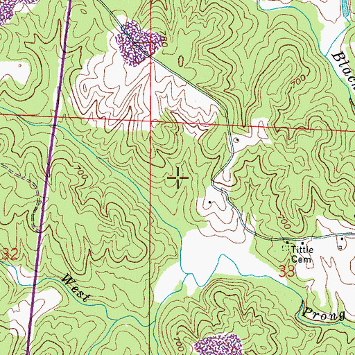 Topographic Map of Polly Dodd Cemetery, AL