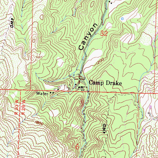 Topographic Map of Camp Drake, CA
