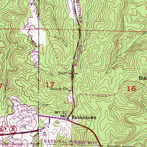 Topographic Map of Shiloh Cemetery, AL