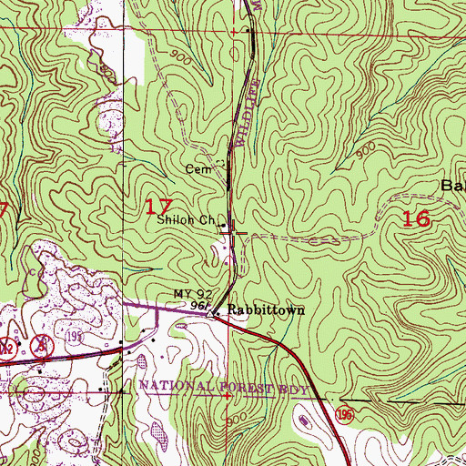Topographic Map of Shiloh East Cemetery, AL