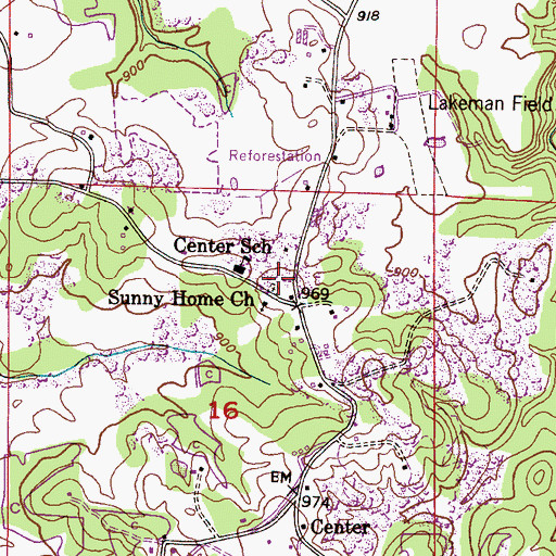 Topographic Map of Sunny Home Baptist Church Cemetery, AL