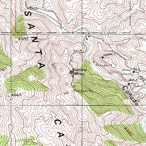 Topographic Map of Burney Mines, AZ